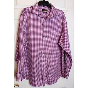 Tasso Elba Shirt Men Sz XL 17.5 34/35 NonIron Regular Fit Purple Button LS #L-60